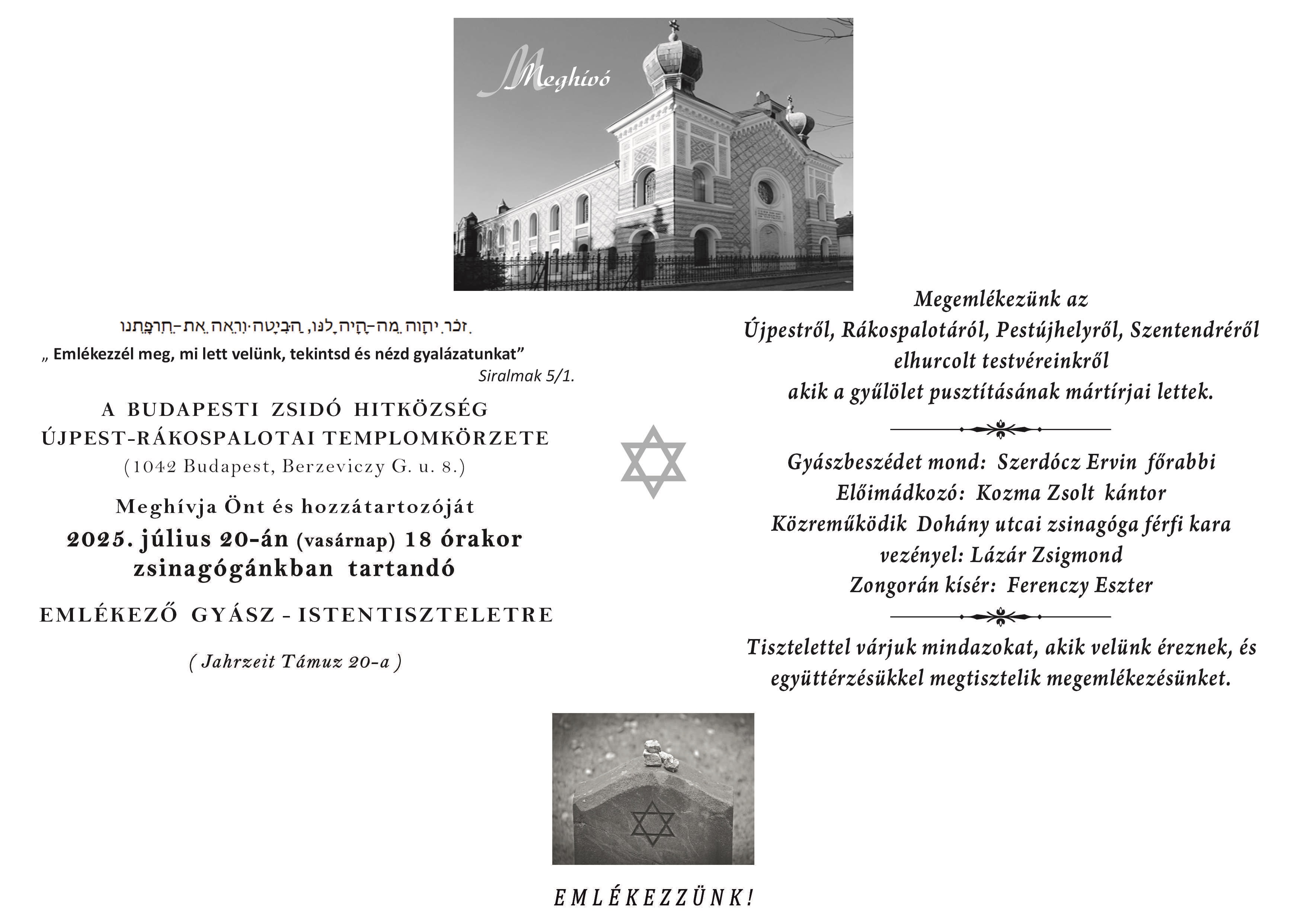 Emlékező gyász-istentisztelet 2025.